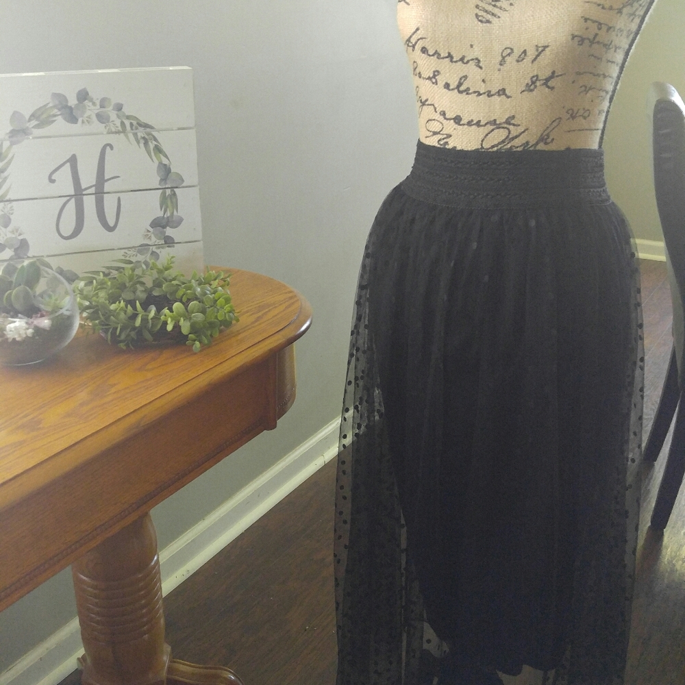 Black skirt with sheer overlay